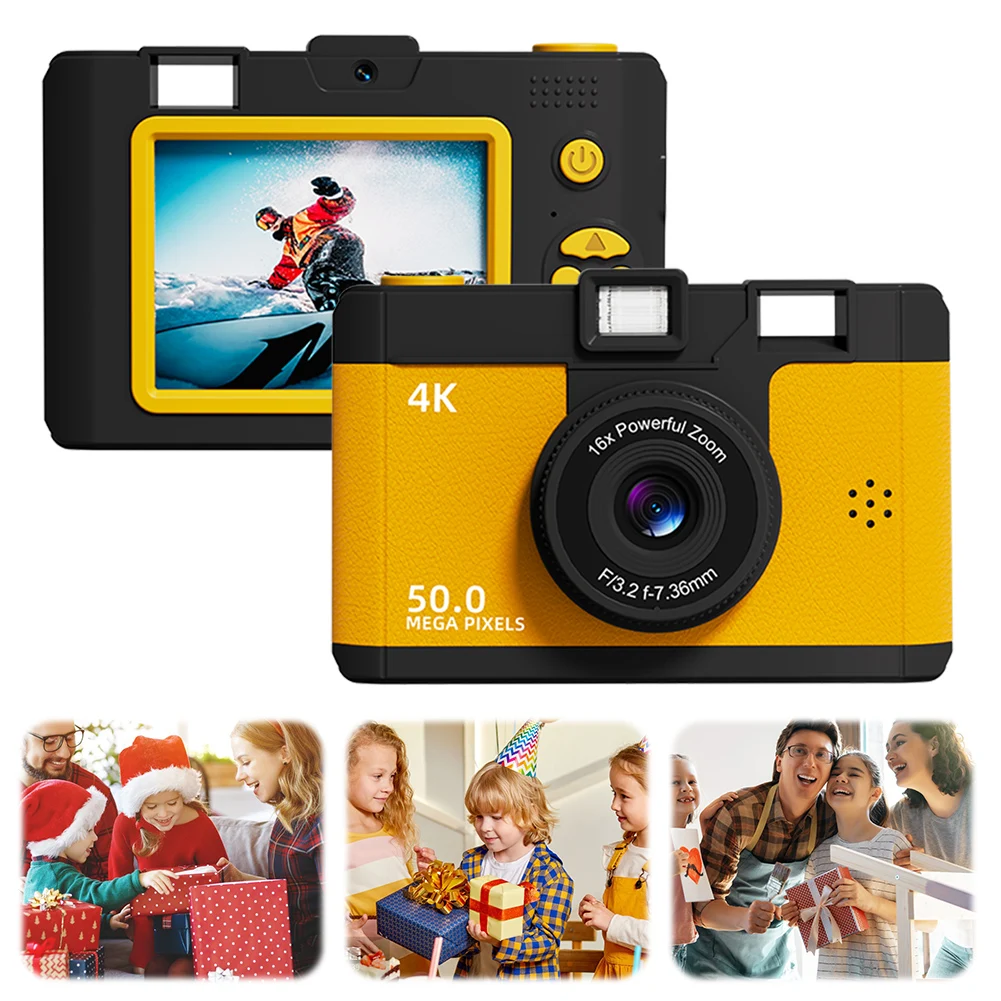 

HD Digital Camera Dual Lens Portable Compact Camera 16x Zoom Photography Camera Vlogging Camera for Travel Students