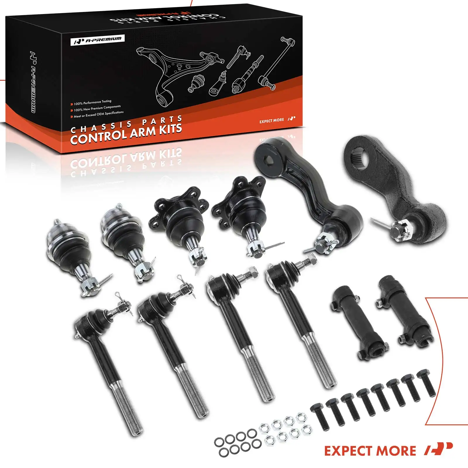 A-Premium 12x Idler Arm Pitman Arm & Tie Rod End with Sleeve & Ball Joint for Chevrolet Tahoe 1996-2000 GMC Yukon 1996-1999