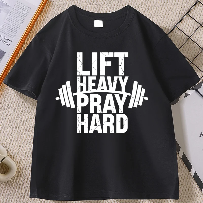 Lift Heavy Pray Hard Tshirts Gym Christian T-shirt Lift Heavy Pray Hard Tshirt Christian Trendy Christ Buddy Bodybuilder T Shirt