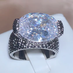 Classic Big Oval White Crystal Wedding Rings For Women Silver Color Large Oval Stone AAA CZ Zirconia Engagement Rings Jewelry