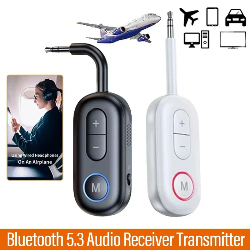 5.3 Bluetooth Receiver Transmitter 3.5mm AUX Jack Airplane Travel Headset Audio Converter for TV Computer Headset Kit Speaker