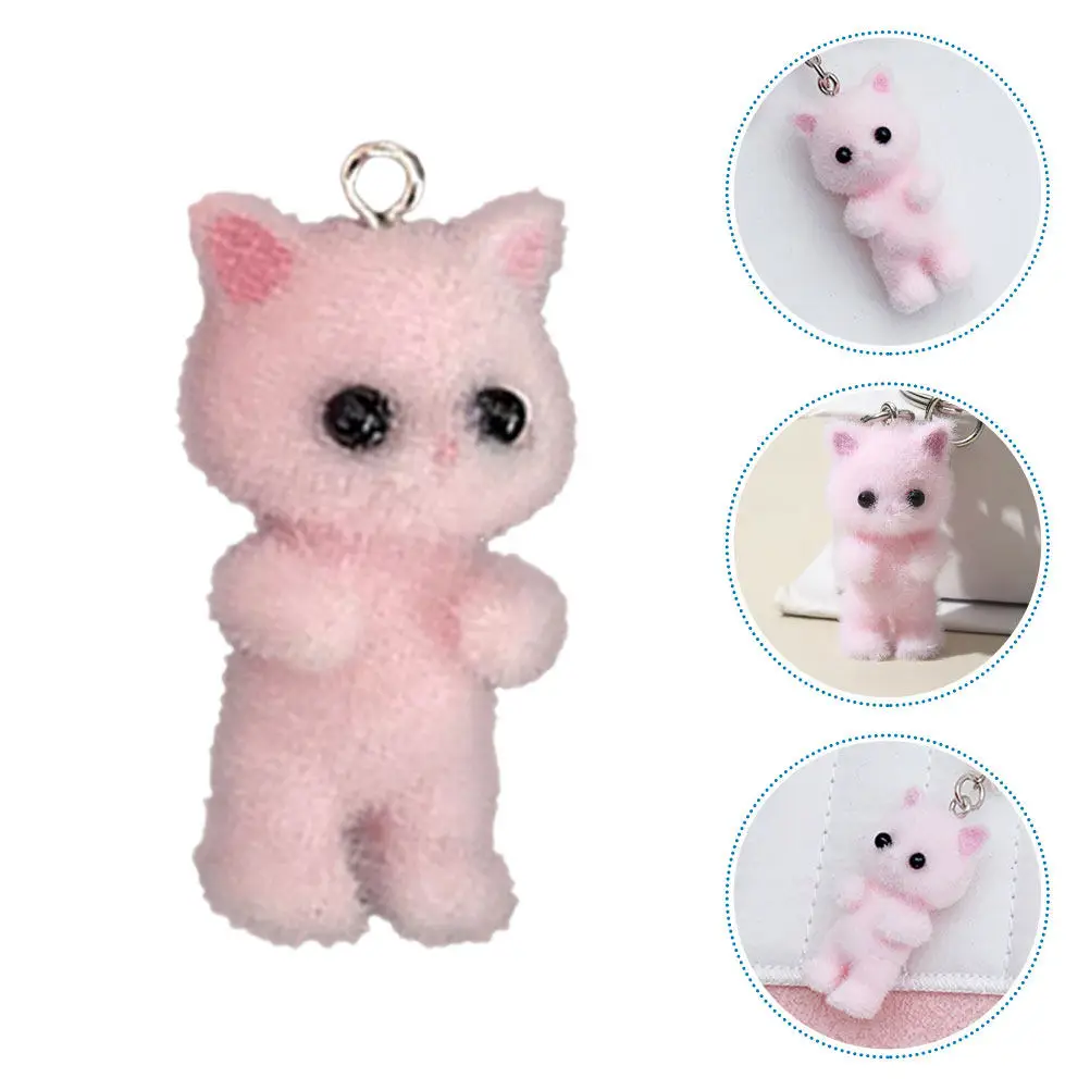 

10 шт. Брелоки-кошки, маленькие флокированные подвески в виде кошек для изготовления украшений, браслетов, серег, ожерелий, милые шармы для поделок и подарков