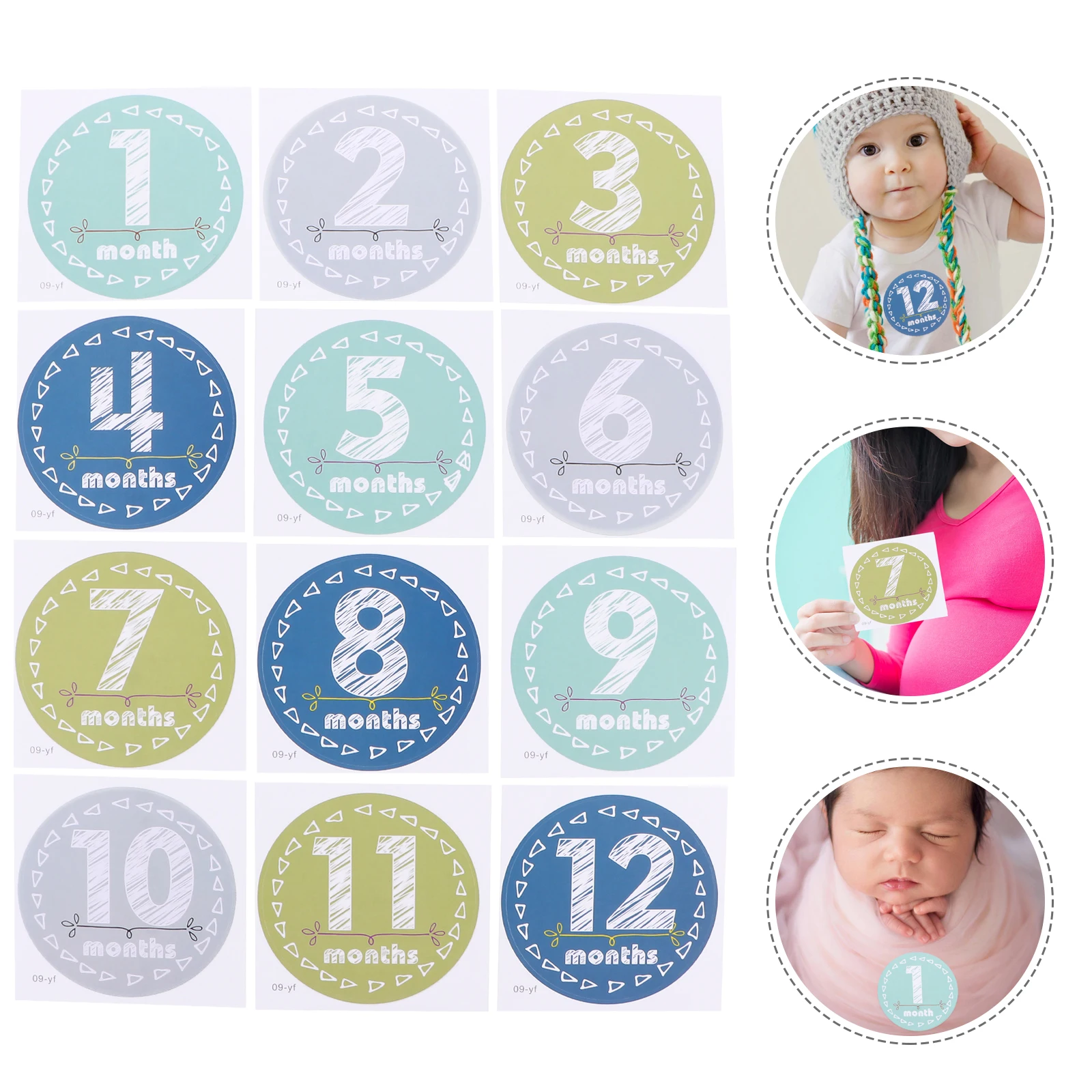 

Baby Milestone Stickers 1 12 Months Paper Labels Newborn Photo Props Month Sticker Belly Milestone First Year Record