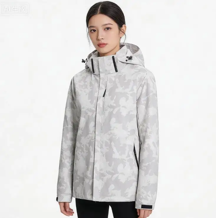 Women Windbreaker Jacket with Removable Hood Versatile Couple-Style Outdoor Mountaineering Coat Spring Autumn Casual Wear