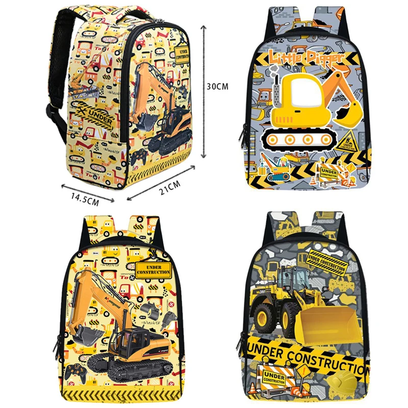 Graafmachine Digger Rugzak Cartoon Print Kinderen Rugzak Cartoon Mode Accessoires Rugzak Cartoon Schooltas Verjaardagscadeau