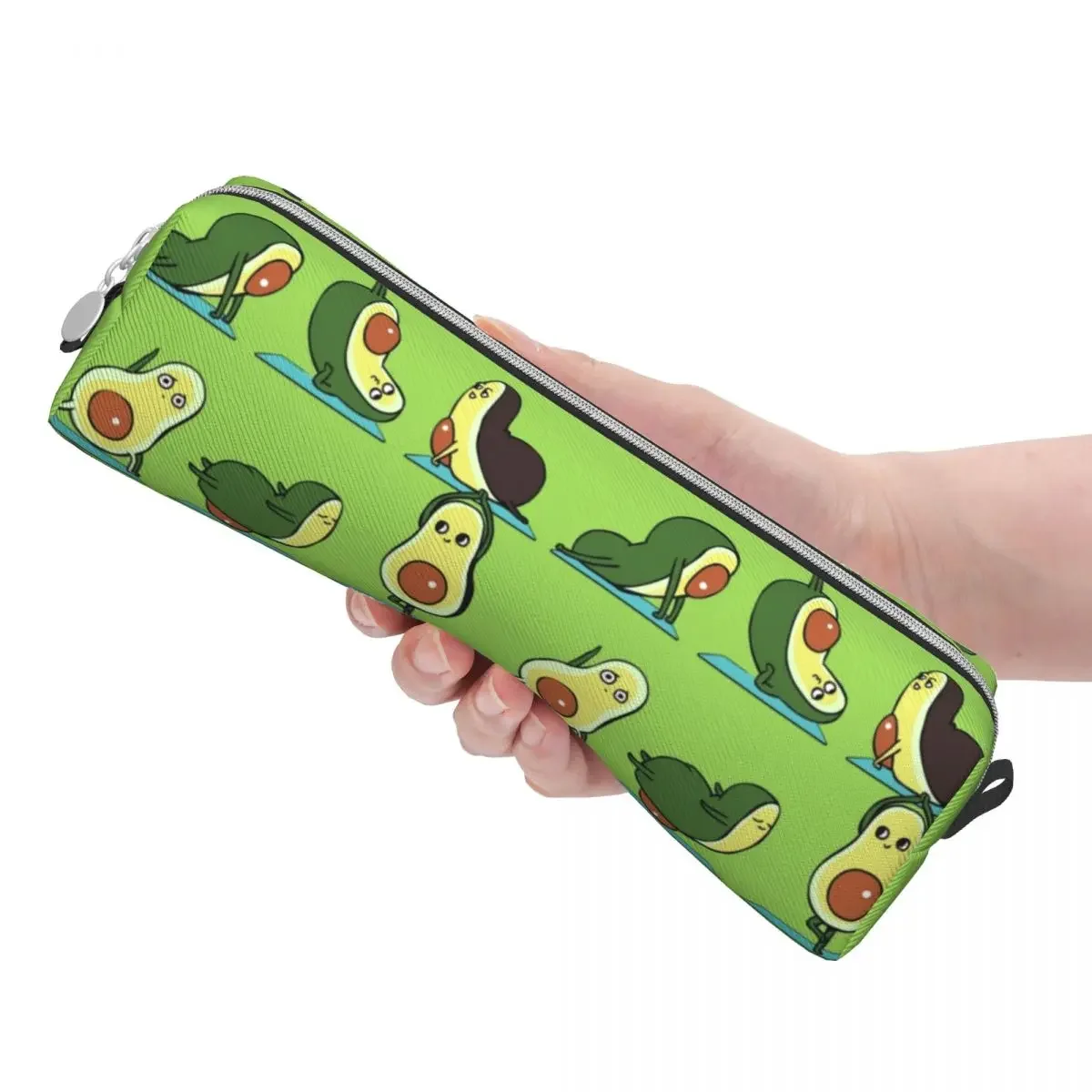 Fun Avocado Yoga astucci verdi astucci portapenne per studenti borsa portaoggetti grande materiale scolastico cancelleria regalo