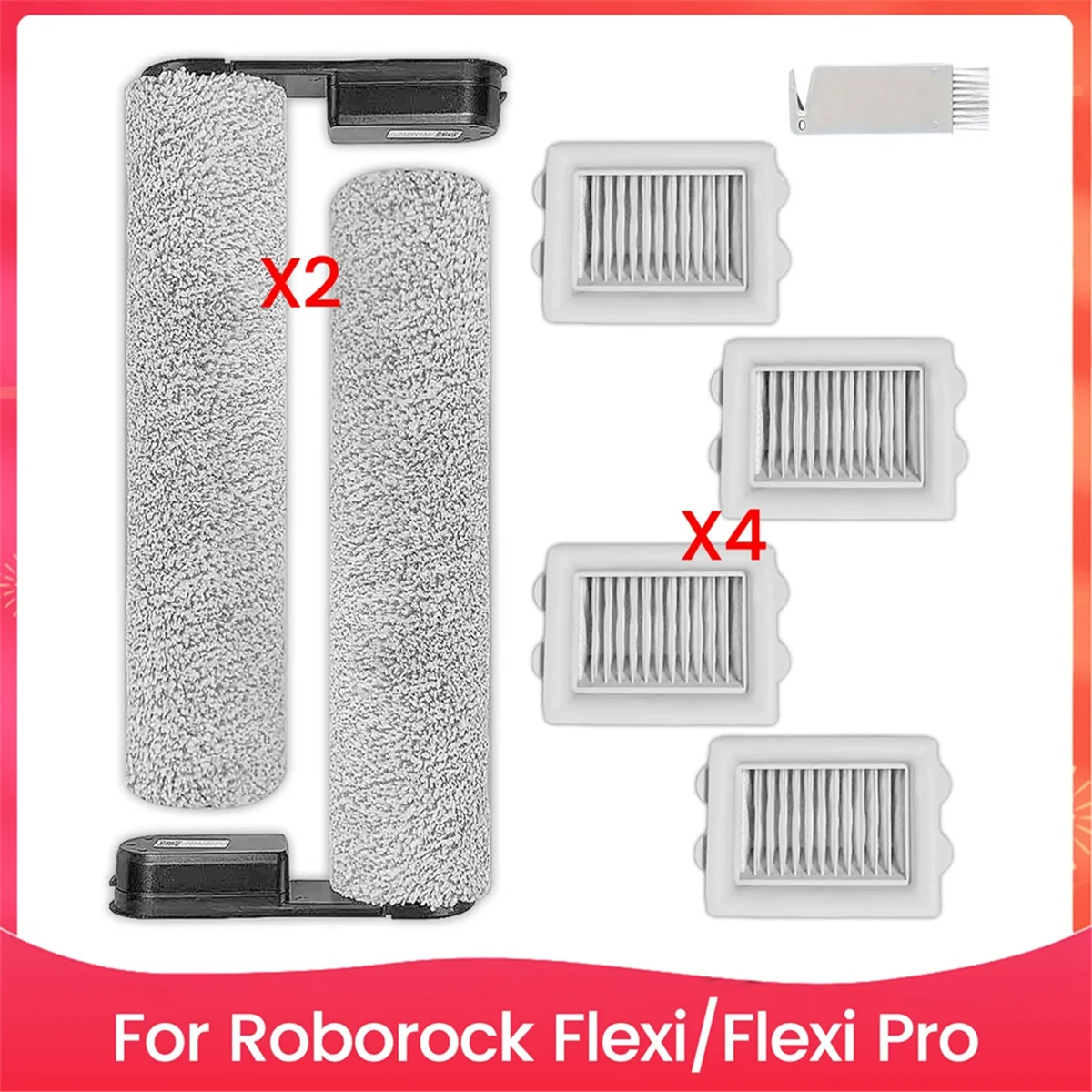 

A17F-For Roborock Flexi/Flexi Pro Main Roller Brushes HEPA Filters Replacement Parts Accessories Kit