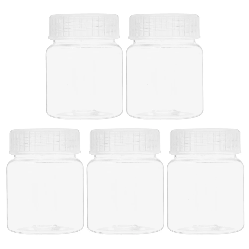 

5pcs Wide Mouth Lab Bottle 270Ml Plastic Clear Reagent Bottles With Lid High Transparency For Cell Culture Sample