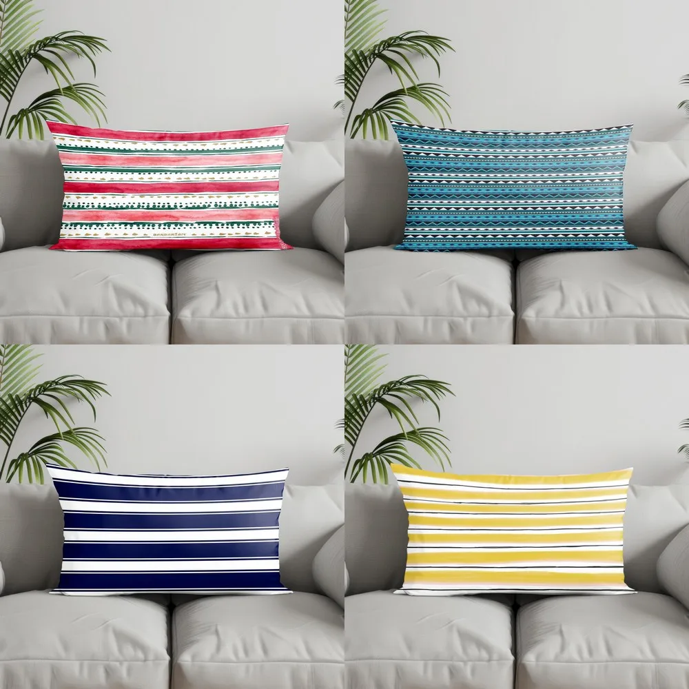 Home Decor Colorful Geometric Striped Pillows Suitable For Sofa Bedroom Car Pillow Cover Cushion Rectangular Back Cushion