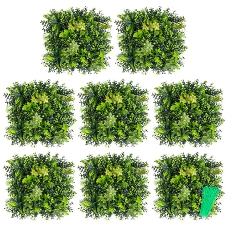 Green Privacy Grass Panels Faux Greenery UV Resistant Grass Wall Artificial Outdoor Privacy Panels Green Leaf Wall Ar