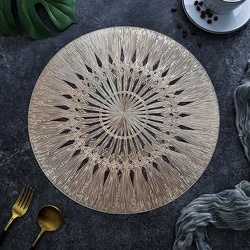 6/4pcs Circular Patterned Placemat PVC Anti Slip Round Plate Tableware Coffee Dining Table Decor Mat Insulated Bowl Pad Coaster