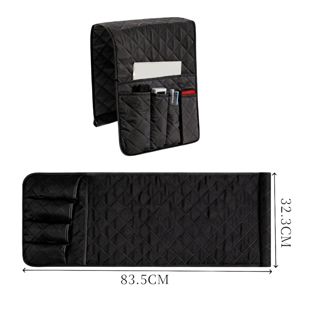Remote Holder Armrest Organizer Black Grey Armrest Organizer 5-pocket Storage Non-slip Backing Easy Installation