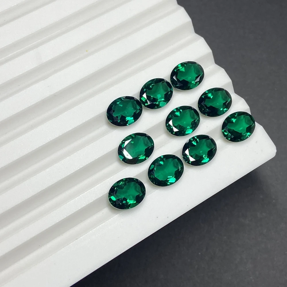 Meisidian Oval 3x5-10x14mm  Lab Grown Zambia Drak Green Emerald