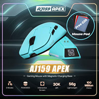 AJAZZ AJ159 APEX Wireless Mouse PAW3950 Sensor 2.4G/BT/USB-C Optical Gaming Mouse 56g Lightweight With 8K Magnetic Charging Base