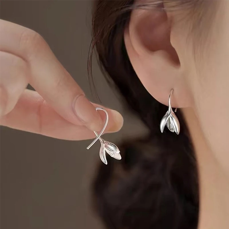 925 Sterling Silver Flower Stud Earrings For Women Minimalist Fine Jewelry Light Luxury Daily Accessories Mother's Day Gifts