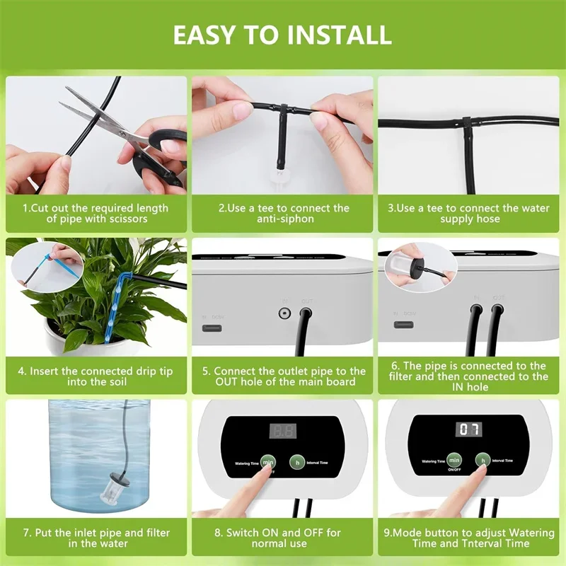 DIY solar irrigation, automatic watering system for garden balcony greenhouse potted plant automatic drip irrigation system