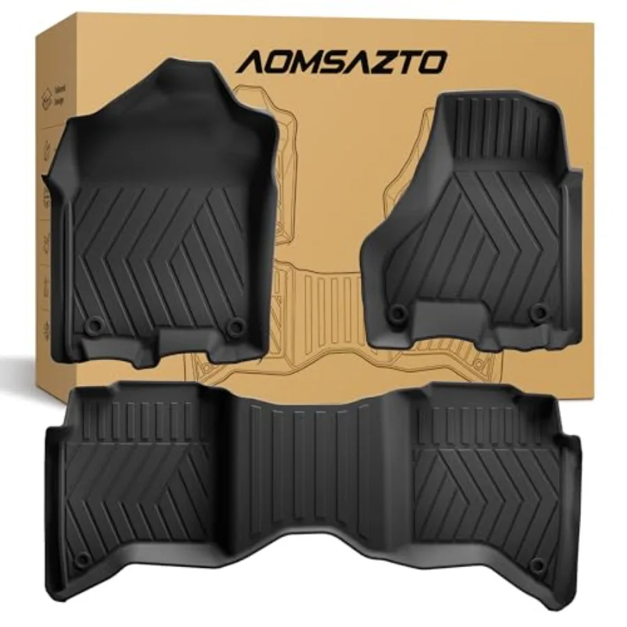 Floor Mats Fit for 2019-2026 Ram 2500/3500 Crew Cab: All-Weather Rubber, Black, Custom-Cut Precision Fit with Non-Slip Surface