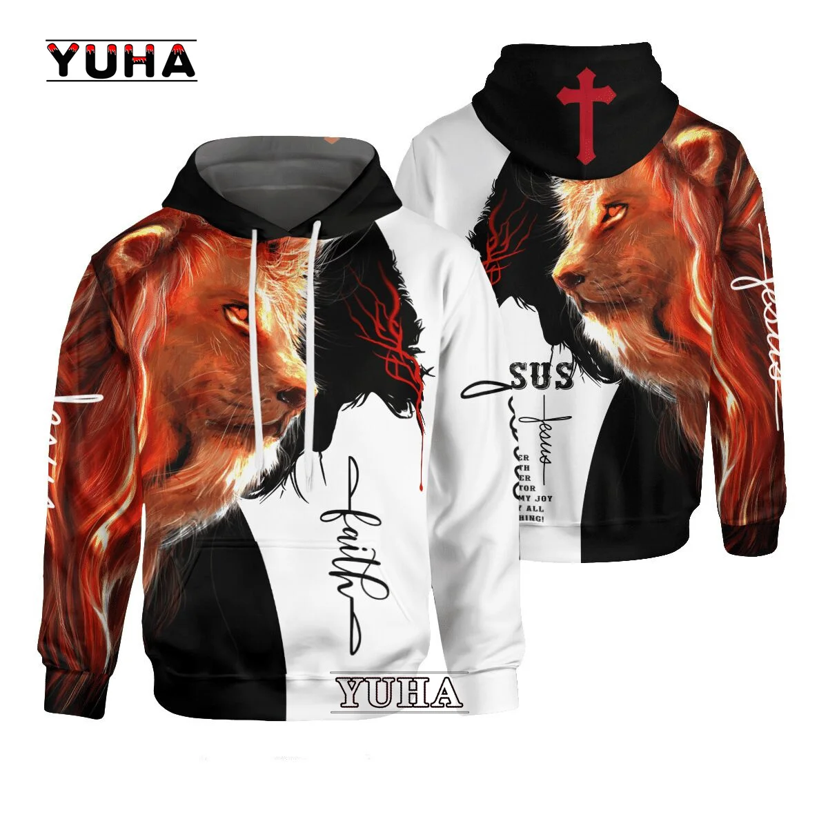 

New Fashion Christian Bible Faith Jesus God Lion Retro Art Streetwear Tracksuit 3Dprint Men/Women Casual Hoodies