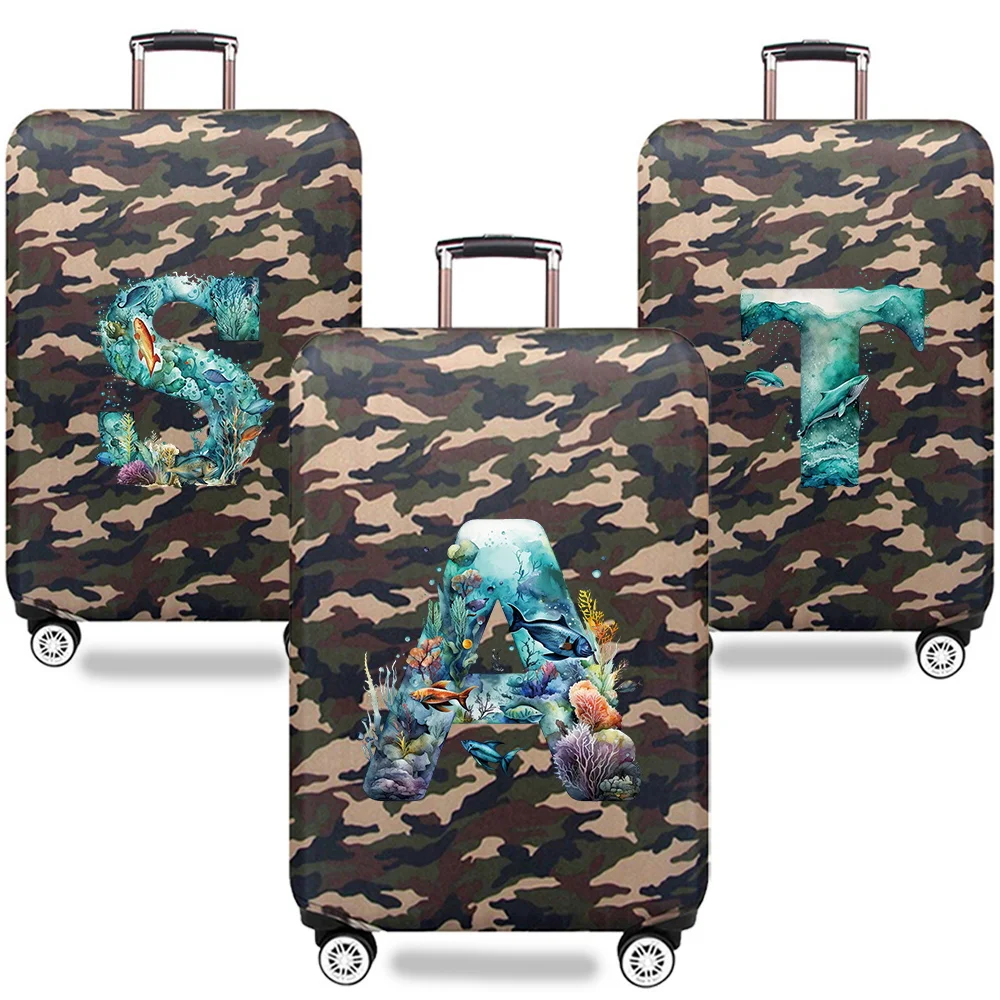

Trolley Box Cover Thick Elastic Luggage Cover Protector Fish Letter Series 18-32inch Camouflage Style Travel Accessories