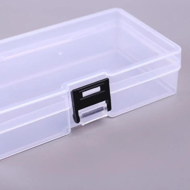 Rectangular PP plastic lock box with cover Transparent jewelry pen storage box Hardware packaging finishing box