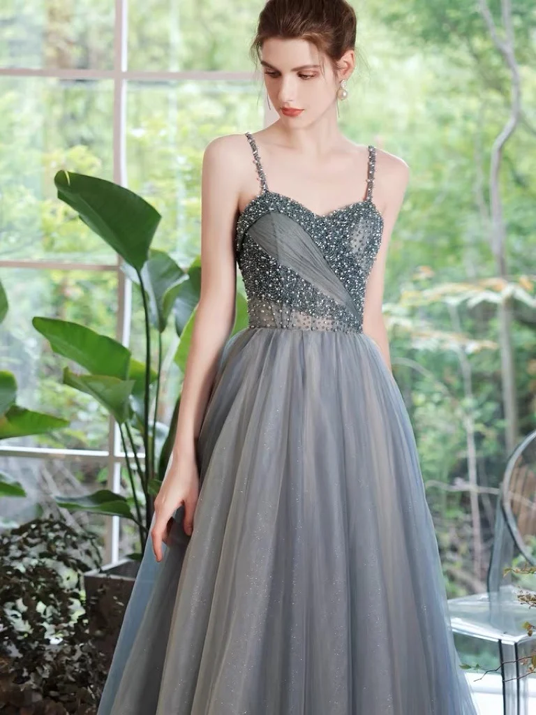 

A-line Bridesmaid Dresses Spaghetti Strap Sequined Pearls Shiny Party Sweetheart Beading Bridesmaid Evening Prom Gowns 2024