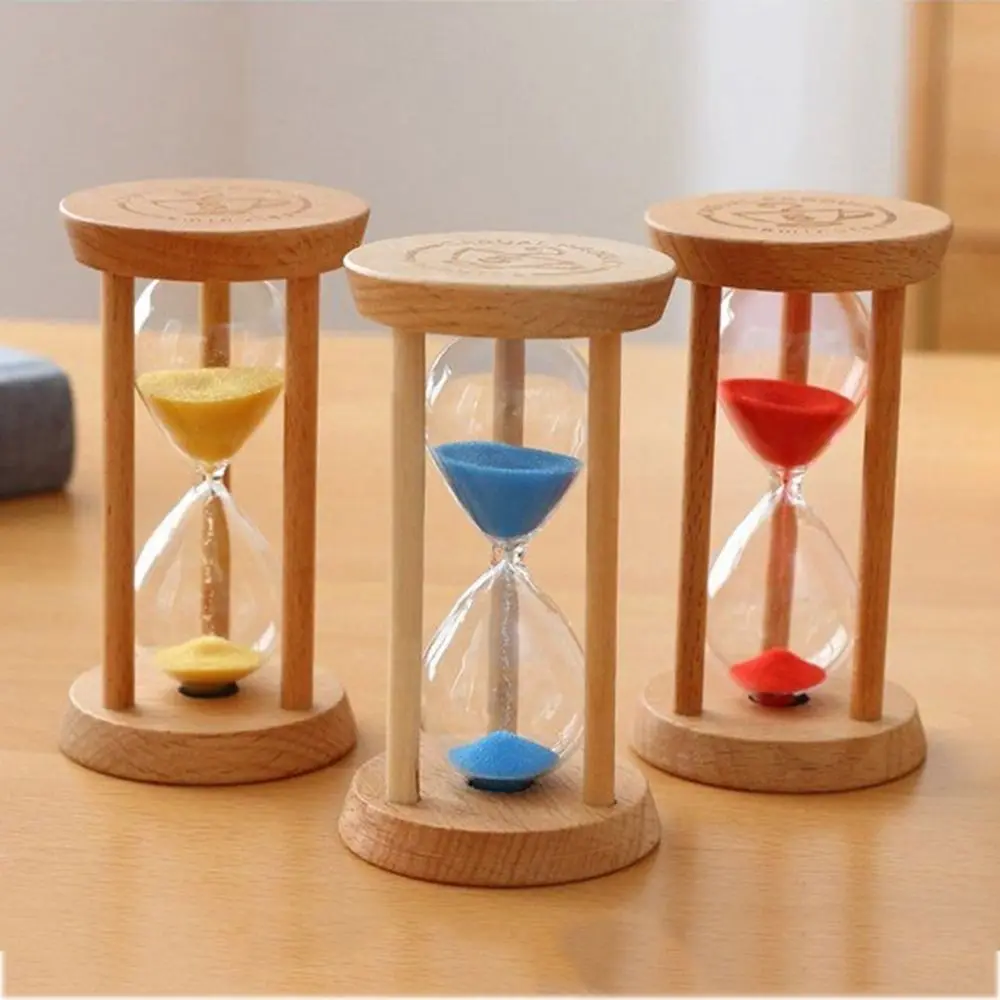 Portable Stable Connection Wooden Hourglass No Deformation Wooden Round Hourglass Timers 5 Colors 1/3/5 Minutes Timer Kids Gift