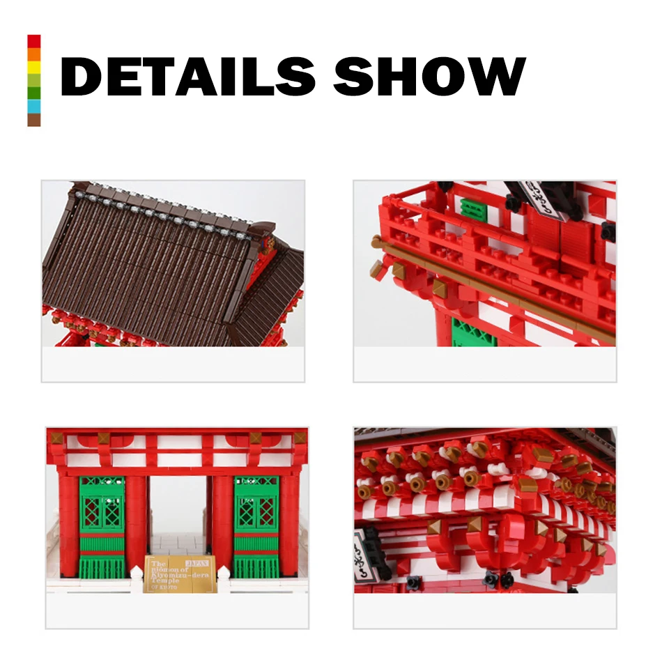 Arquitetura do santuário japonês kyoto niomon portão de kiyomizu templo blocos de construção cidade vista rua diy tijolos brinquedos para crianças presente