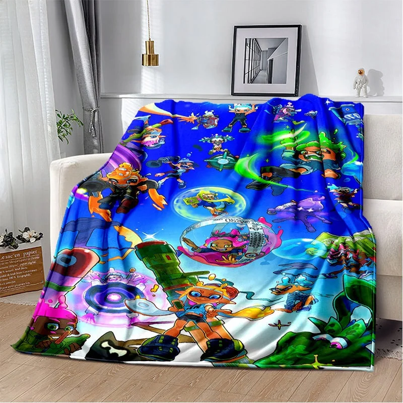 New Cartoon Blanket Sofa Winter Games,Splatoon Warm Bed Fleece Custom Nap Home Fluffy Soft Blankets King Size Microfiber Bedding