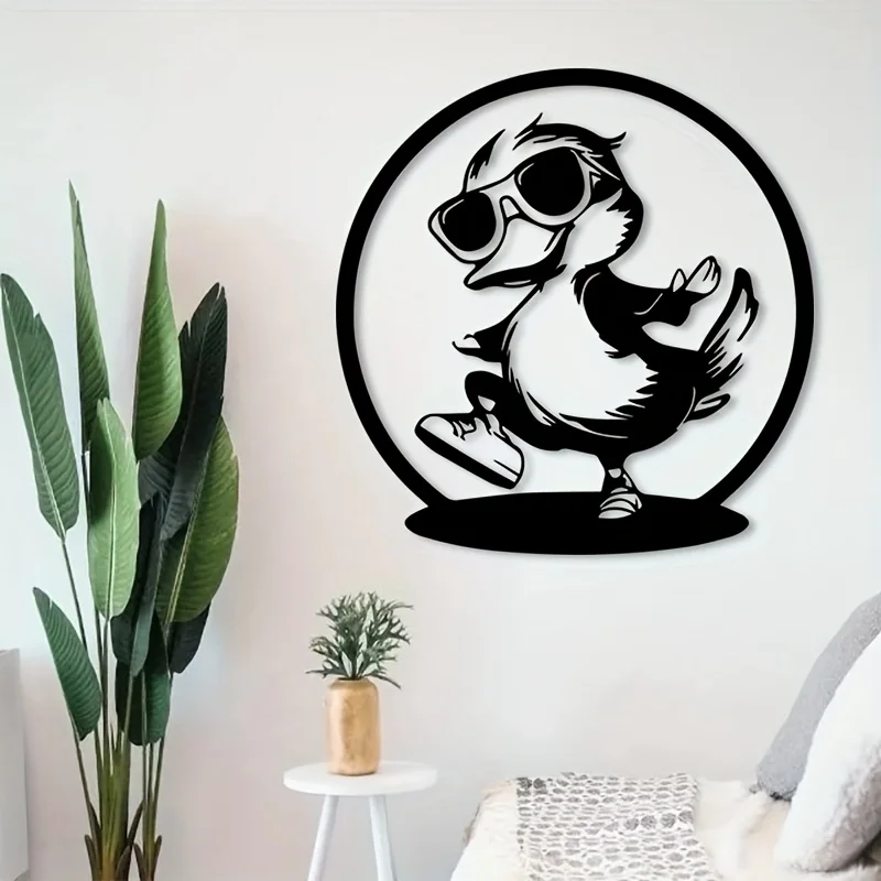 Pato Bailarín, Arte Metálico para Pared, Escultura de Hierro, Mural de Aves Divertidas, Decoración Colgante para Interiores y Exteriores, Jardín, Patio, Regalo de Pascua, Decoración Rústica