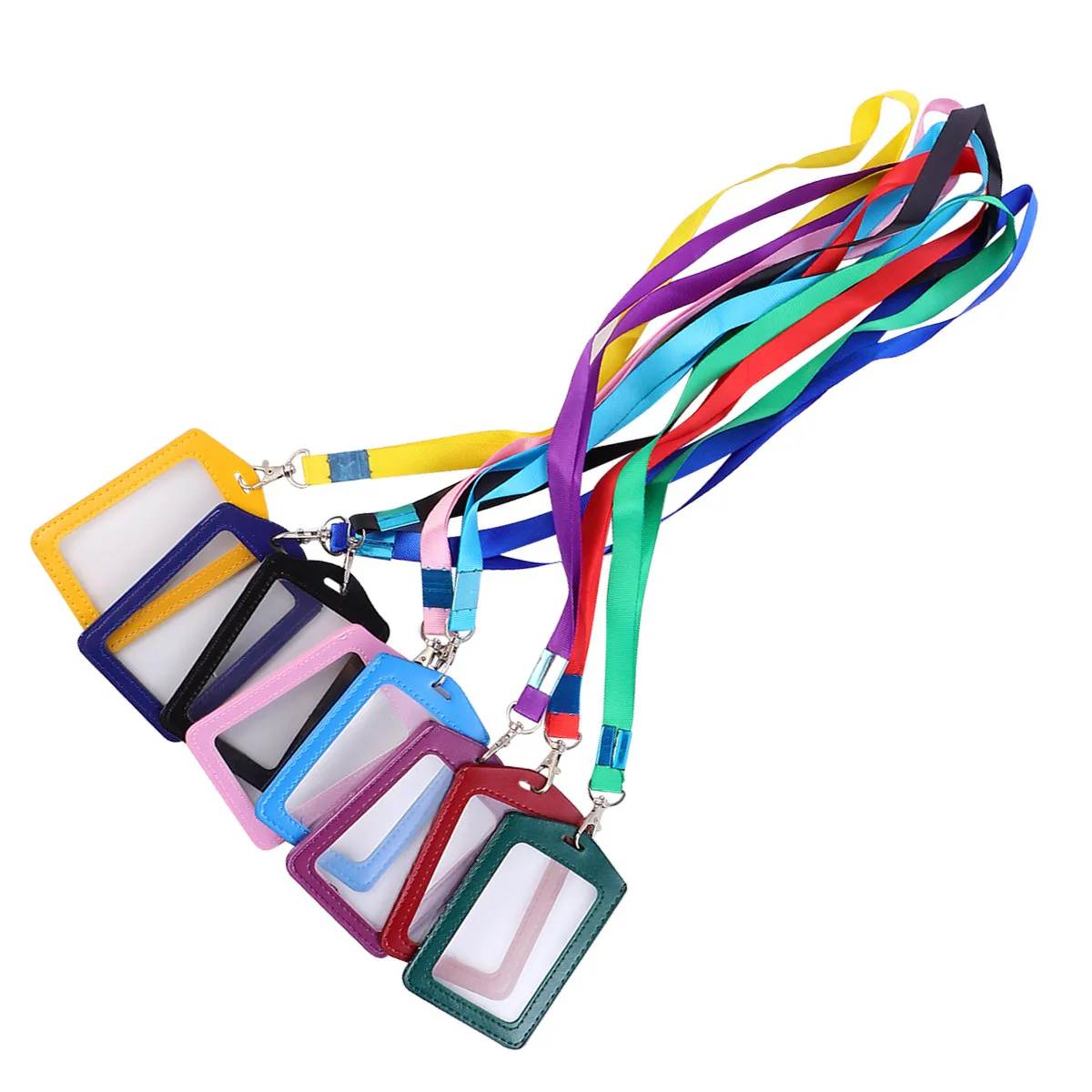 8Pcs Door Access Card Holders Premium Lanyard Badge Holders Transparent Double Sided Work Id Card Case for Office School