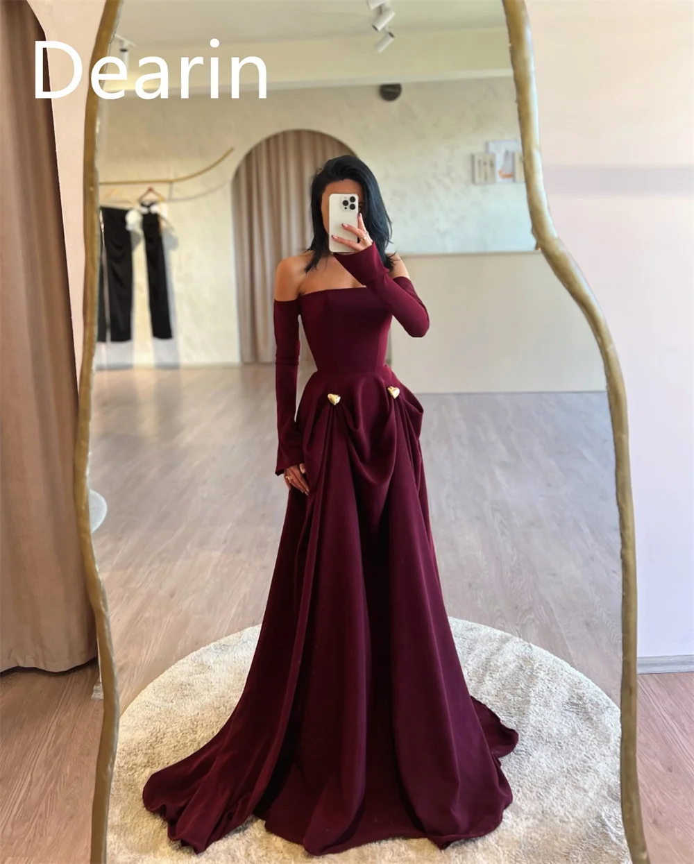 Customized Formal Gown Women Evening Dearin Off-the-shoulder A-line Floor Length Skirts Draped Bespoke Occasion Dresses Prom Dre