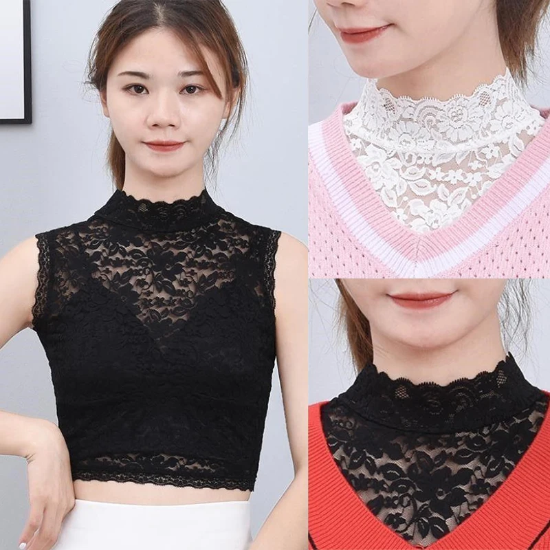 Elegant White Lace Floral Detachable False Collar Embroidery Neck Ruff Collar Blouse for Women Girl's Tie Sweater Decoration