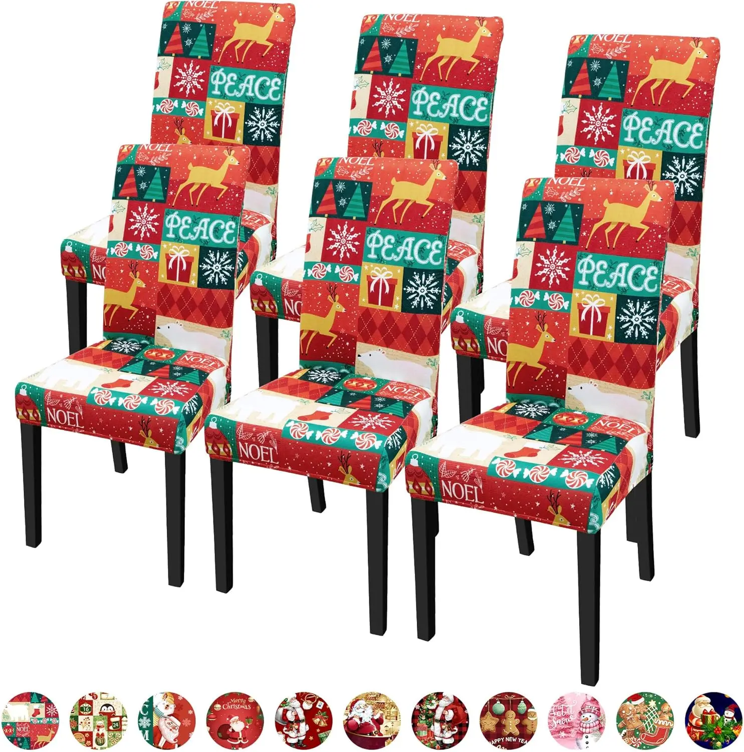 

Christmas Chair Covers For Dining Chairs, Stretch Dining Covers, Dining Room Chair Covers Set Of 4/6, Removable Washable Dining
