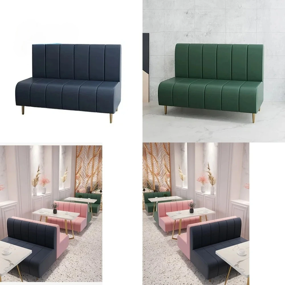 Modern Restaurant Sofa Set for Marble Dining Tables Chairs Booth Seating Bench Coffee Lounge Leather Upholstered Gold Metal
