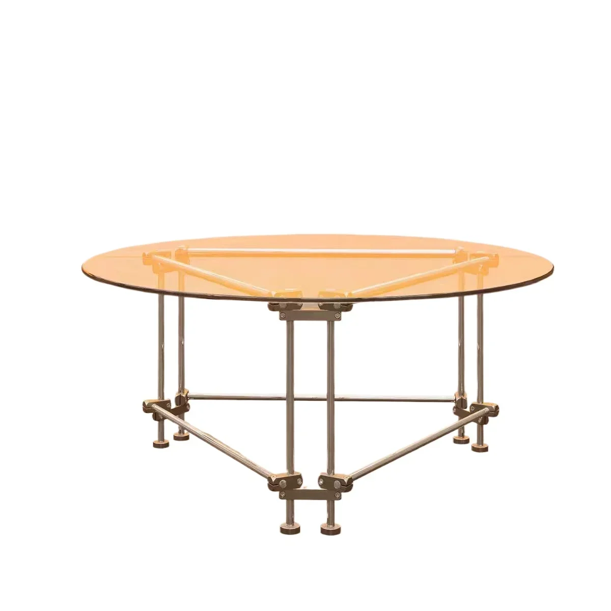 Modern simple optical axis DIY round glass metal living room coffee table creative assembly tea table