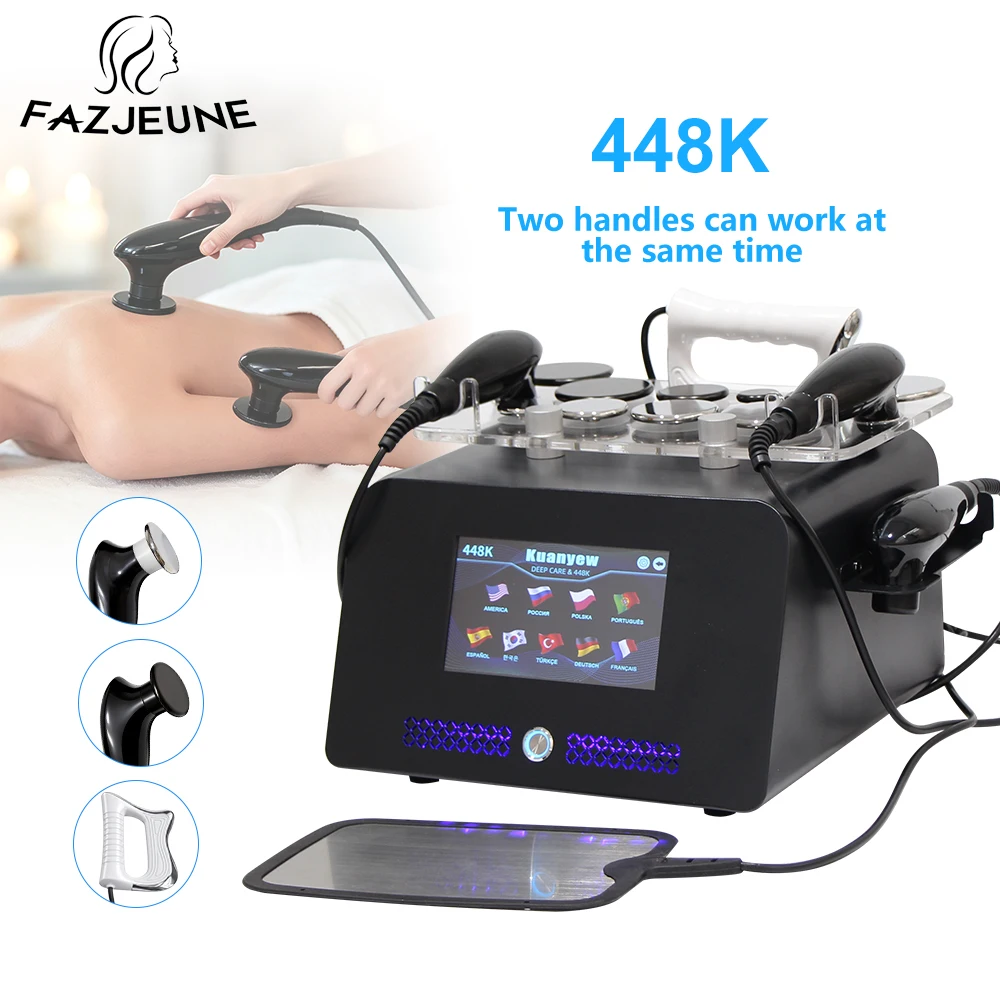 Appareil de thérapie Tecar 448 KHz, Appareil de physiothérapie CET RET, Appareil amincissant corporel, Appareil de raffermissement cutané, Lissage des rides, Équipement facial, Massage, Perte de poids, Appareil de beauté, Nouveau modèle de masseur pour soulagement de la douleur, réduction de la graisse, raffermissement cutané