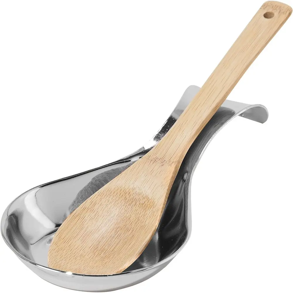 Long-Handled Stainless Steel Spoon Rest - Securely Holds Kitchen Utensils, Ideal for Countertop, Stovetop, or Coffee Station Acc