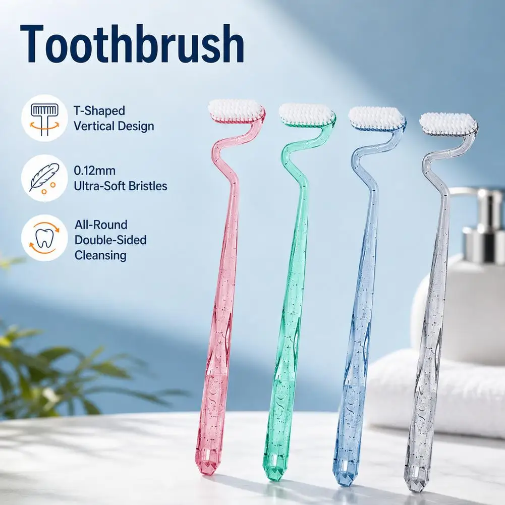 Soft S-shaped Toothbrush Massage Tongue Coating Cleaning Interdental Brush Oral Care Tongue Cleaning Brush Adults