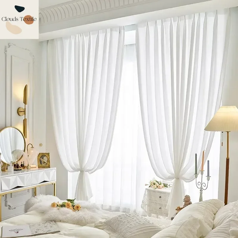 Curtains for Living Dining Room Bedroom Three-dimensional Relief Translucent Opaque Balcony Light Luxury Window Screen Customize