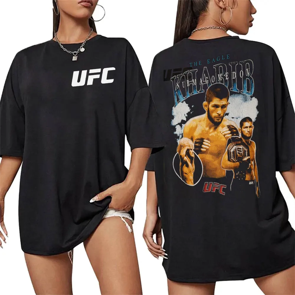 2026 sommer UFC Nurmagomedov Kampf T-shirt Frauen Sport Baumwolle Kurzarm Lose Freizeit Fitness Shirt Unisex