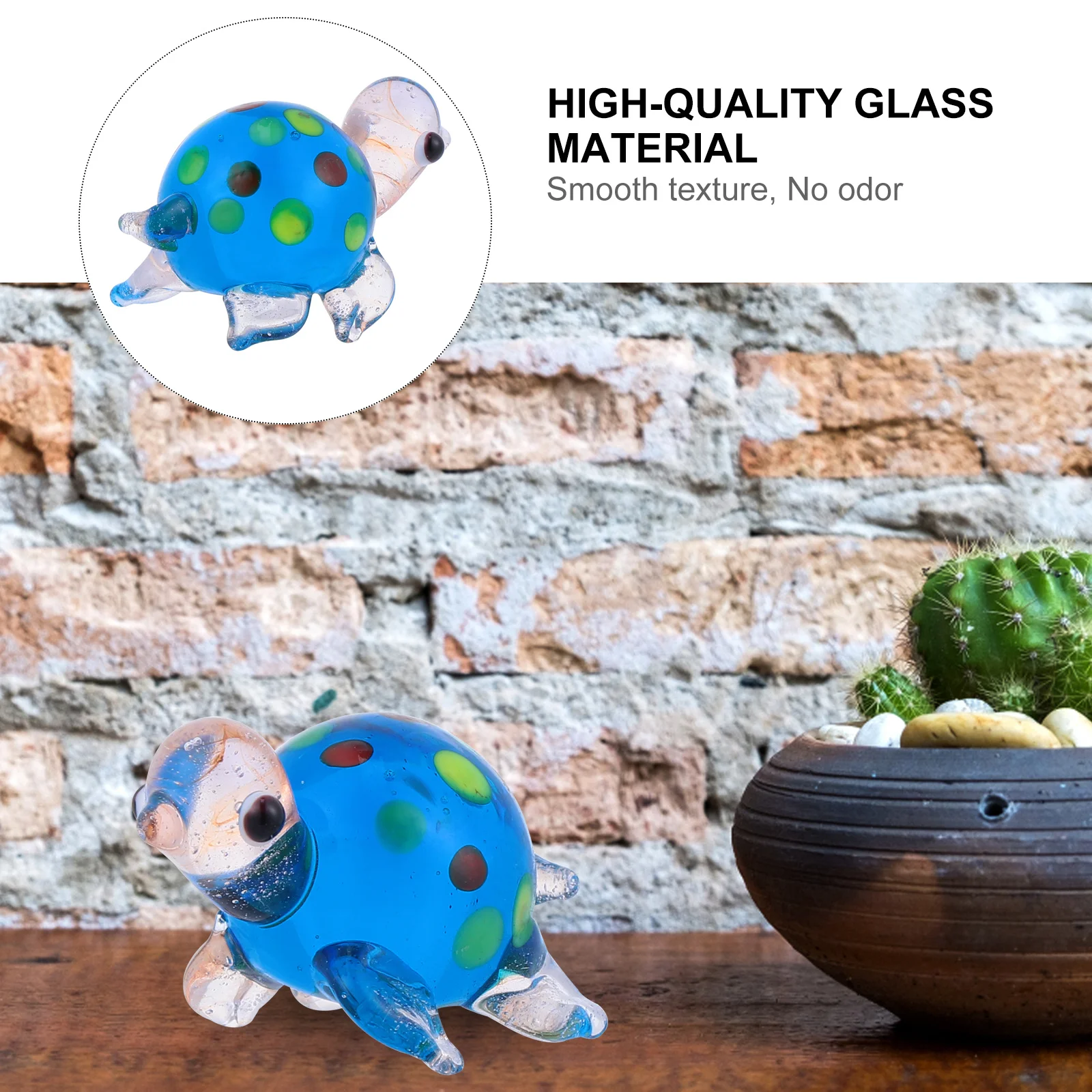 

Handmade Tiny Colorful Mini Glass Turtle Ornament Micro Landscape Decor Home Office Tabletop Decor Glass Turtle