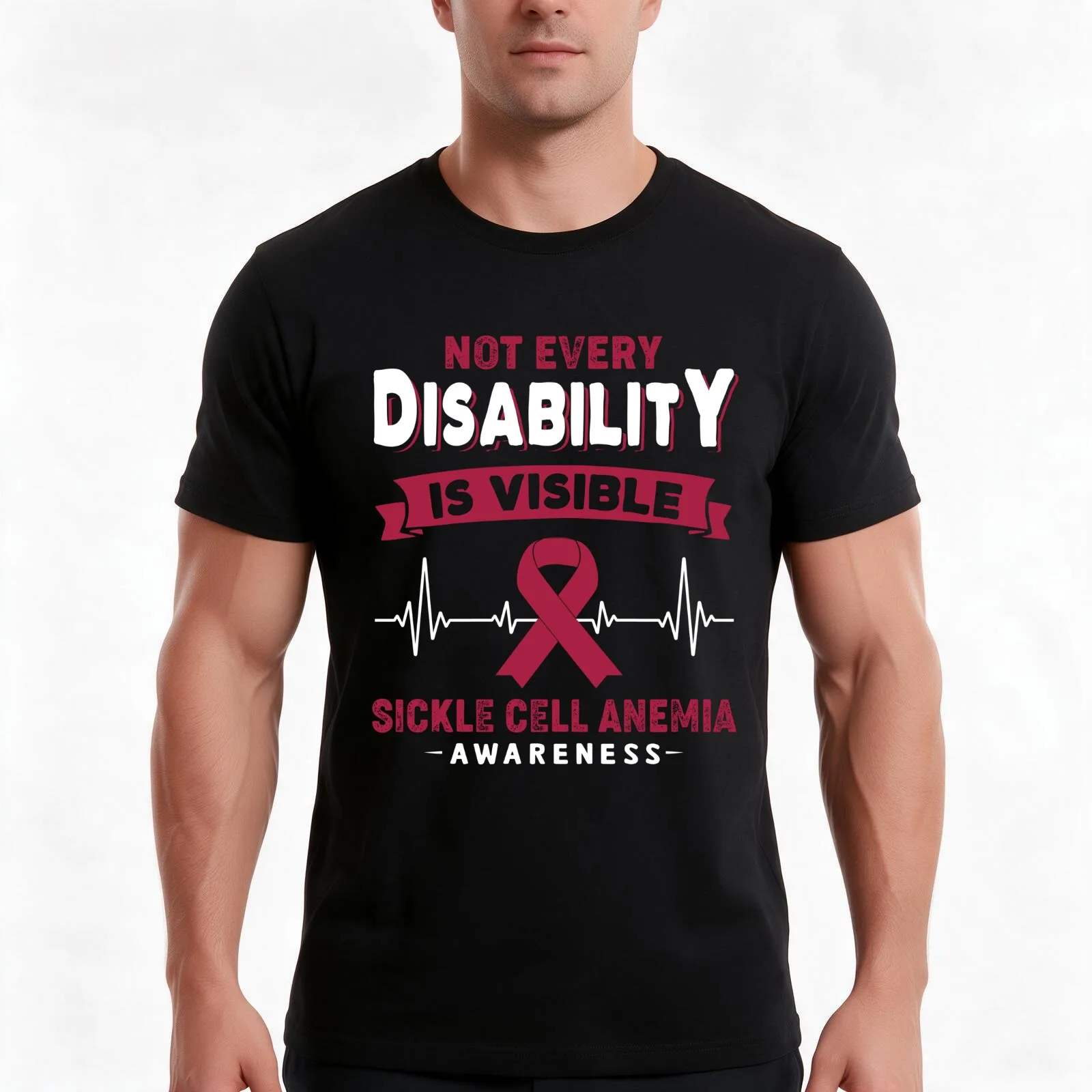 Sickle Cell Anemia Awareness - Not Every Disability Is Visible T-Shirt Summer Casual Cotton Tee Oversized Streetwear Tops