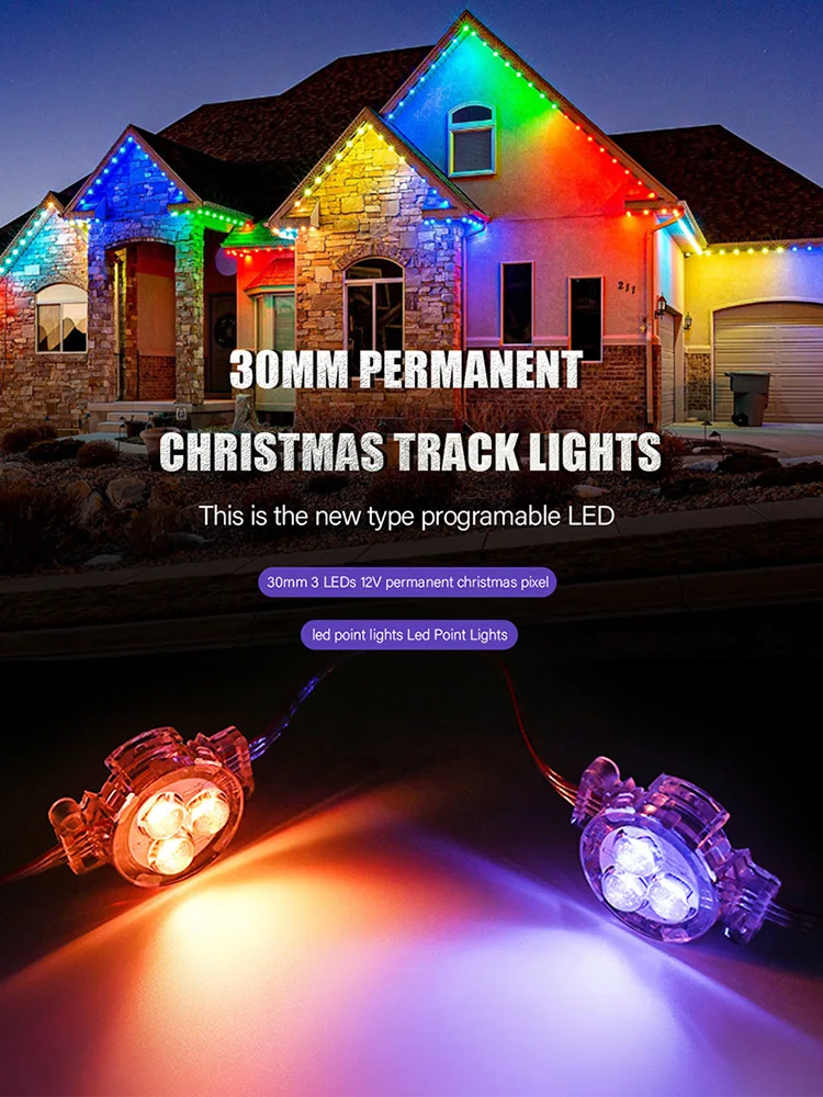

Outdoor RGBW LED Pixel Point Light SMD5050 3LEDs Home Eave Light DC12V Christmas Holiday Track Lamp Waterproof IP68 Point Light