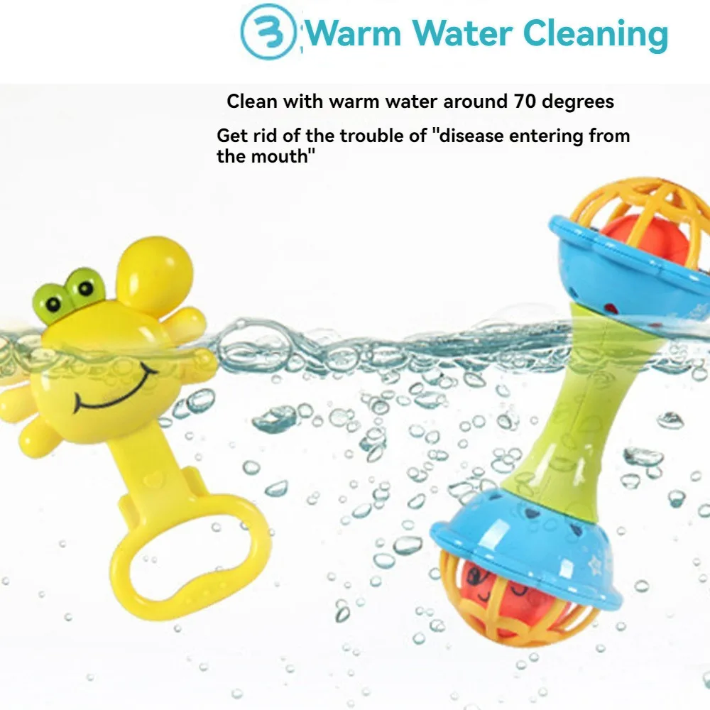 7 ชิ้น/เซ็ตทารก Rattle กัดยางกัดพลาสติกปลอดสารพิษที่มีสีสัน Rattles มือกริ๊งระฆังของเล่น