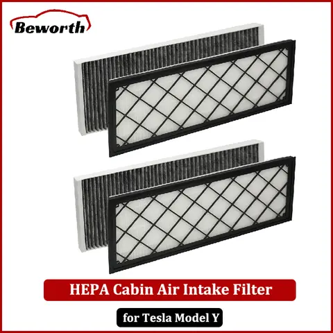 4 Uds filtro de aire de cabina HEPA para Tesla Model Y Juniper 2025 2024 reemplazo del filtro de entrada de aire con accesorios de carbón activado