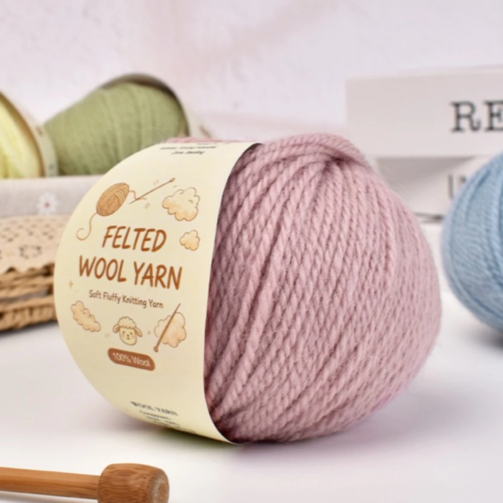 50g 100% Feltable Wool Yarn 2026 New Arrivals Thread DIY Handmade Felted Bag Hat Medium Thick Thread DIY Knitting Crocheting