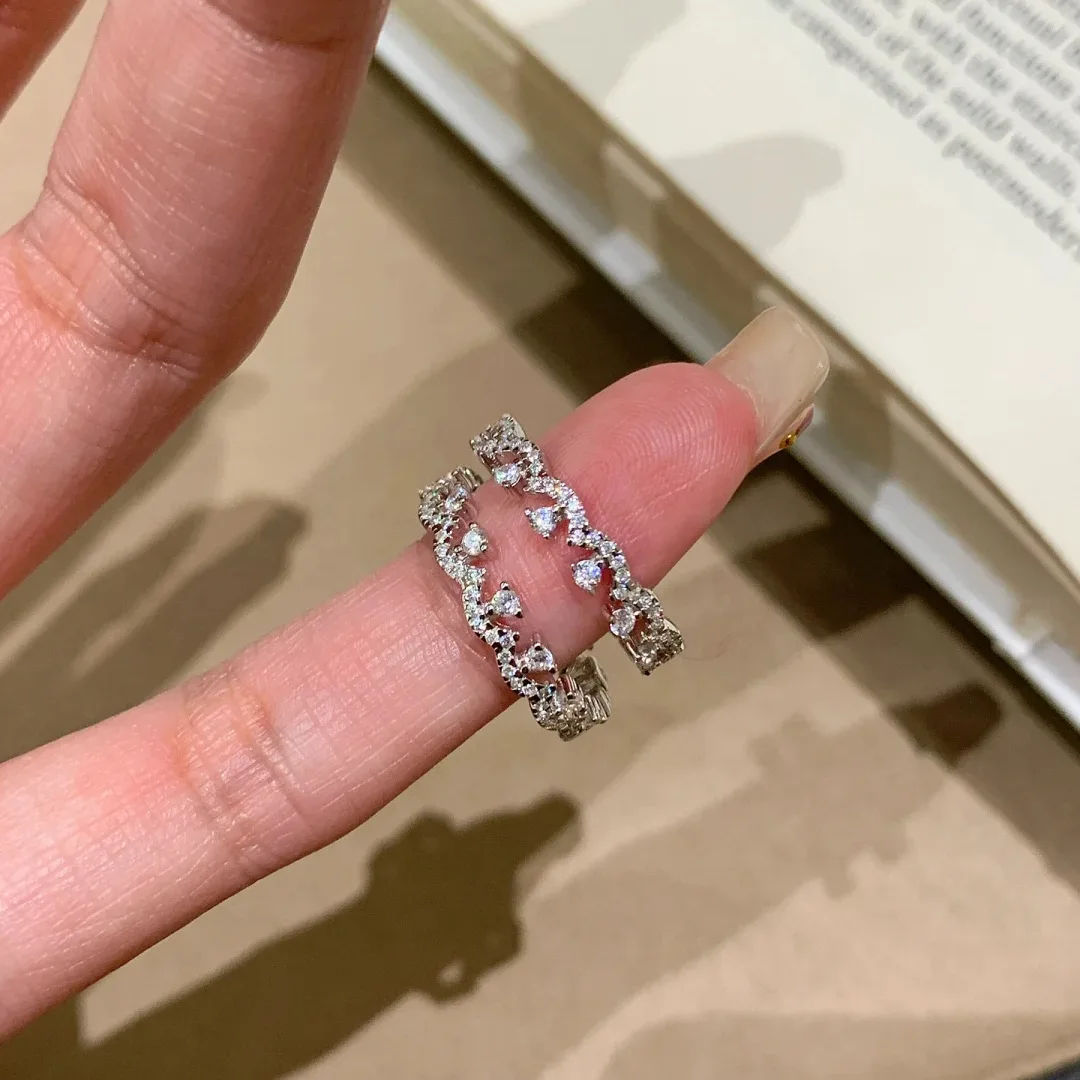 S925 Silver Trendy Lightweight Stackable Lace Ring With Tiny Diamond Row Perfect For Pinky Finger Casual And Formal Occasions