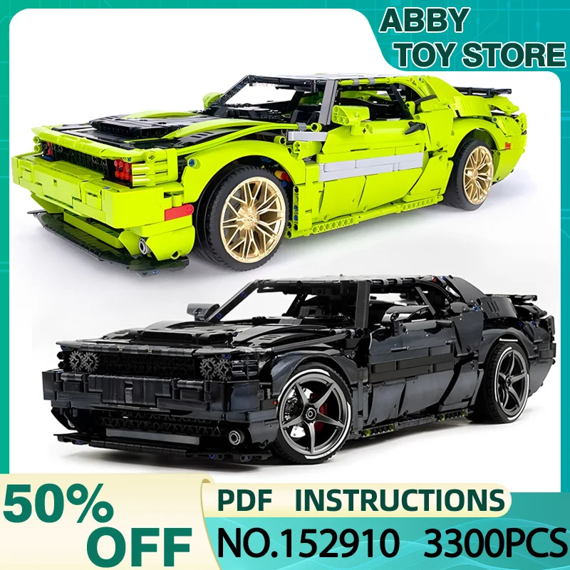 MOC-152910 Negro GreenSuper vehículo deportivo modelo bloques de construcción rompecabezas DIY juguete regalos de cumpleaños de Navidad para niño adulto