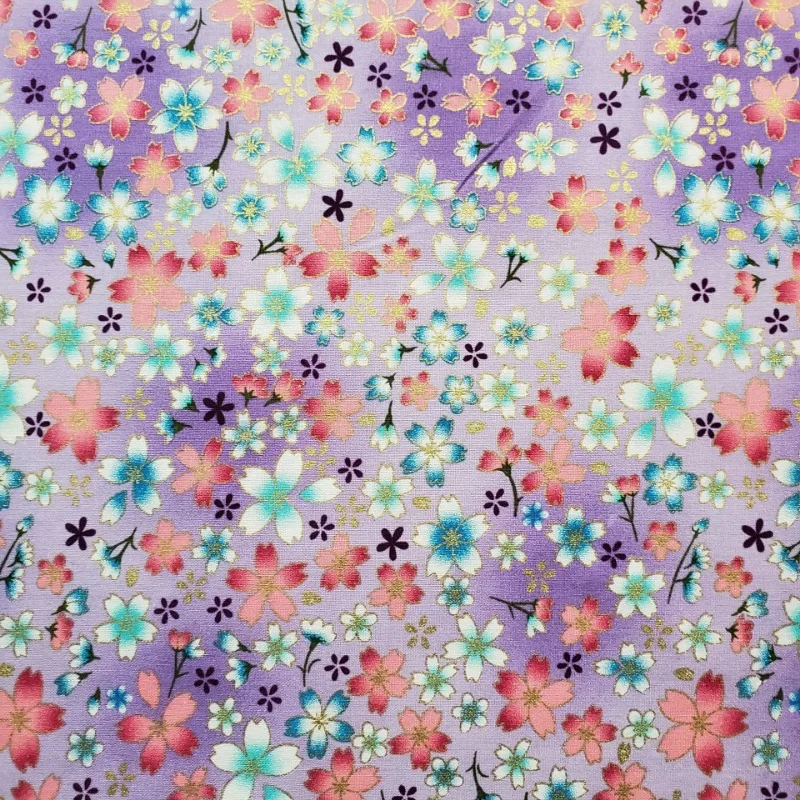 القطن الذهب احباط قماش مطبوع النمط الياباني زهر الكرز الأزهار DIY بها بنفسك المواد الحرفية لحقائب الملابس المنسوجات المنزلية الموضة #3