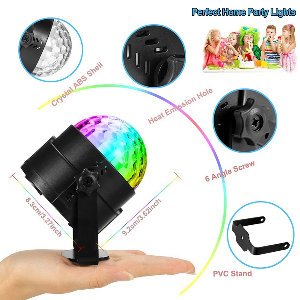 USB 5V Stage Light RGB Sound Rotating Disco Laser Light Colorful LED DJ Party Light Projector Lamp for Family KTV Pub Xmas Festi